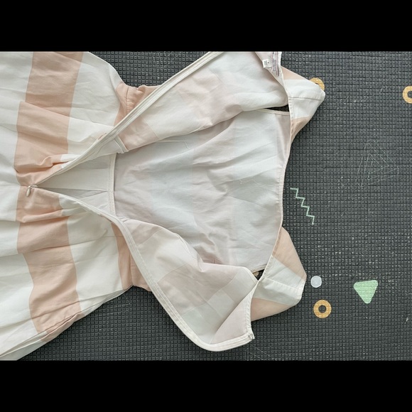 Gap Nude peachy Pink & white striped fit & flare summer dress size 0 - Picture 12 of 15